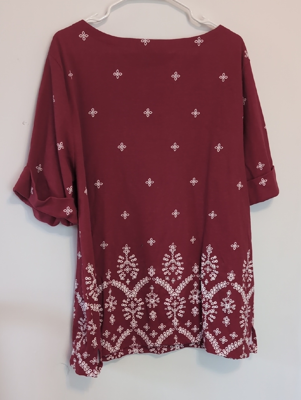 Karen Scott Red Cuff Sleeve Patterned Blouse Size 3x - Picture 5 of 5